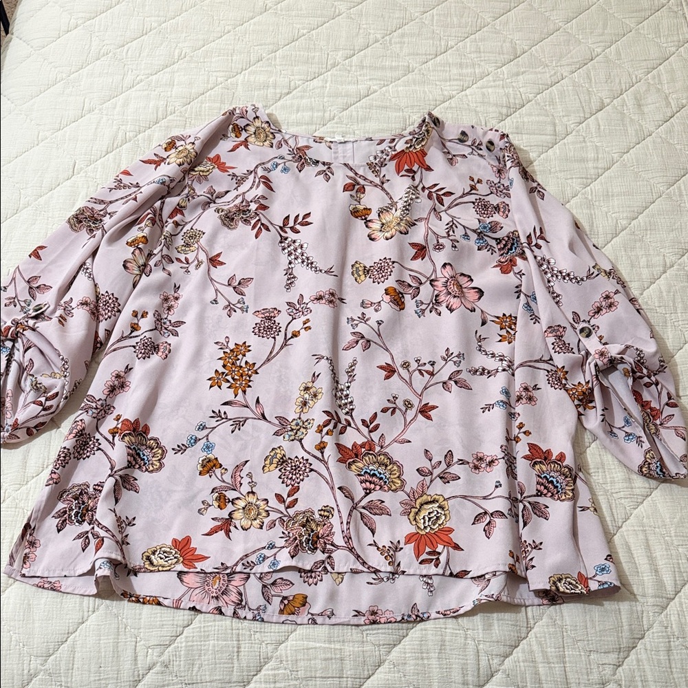 Maurices Floral Blouse Soft Pink